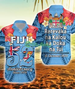 Fiji 1970 Happy 52 Years Independence Anniversary Fiji Button Down Hawaiian Shirt Trending Summer Product Photo 1
