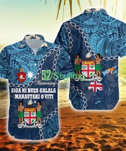 Fiji 52nd Anniversary Siga Ni Bula Galala Marautaki O Viti Fiji Button Down Hawaiian Shirt Trending Summer Product Photo 1