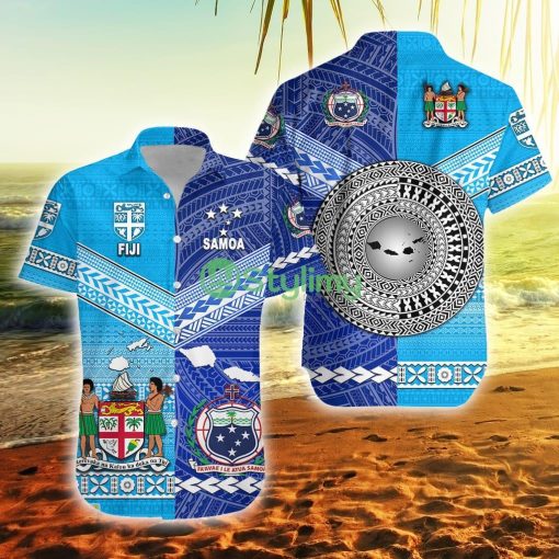 Fiji And Samoa Together Fiji Button Down Hawaiian Shirt Trending Summer Product Photo 1