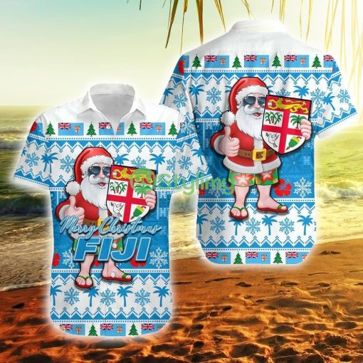 Fiji Christmas Cool Santa Claus Fiji Button Down Hawaiian Shirt Trending Summer Product Photo 1
