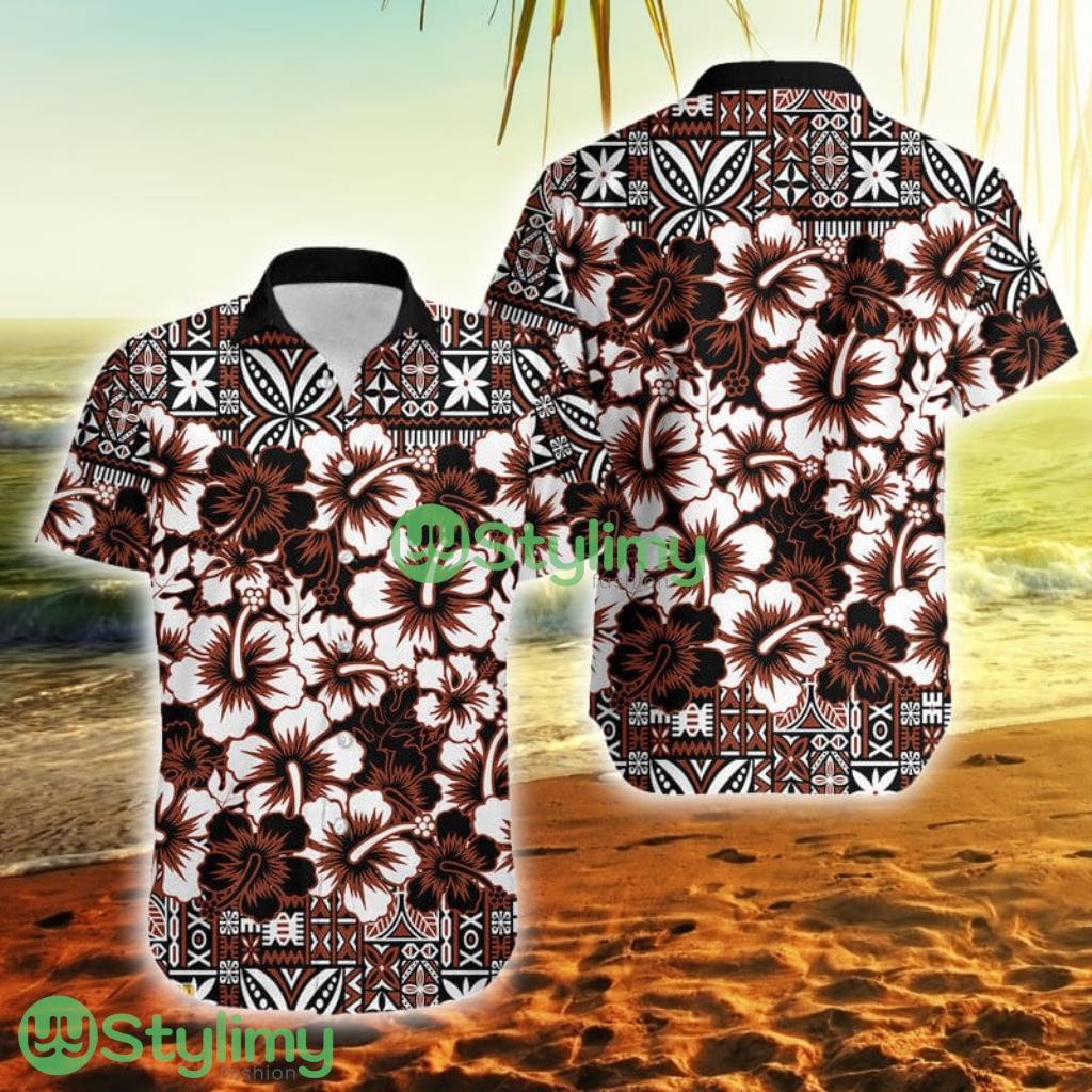 Fiji Hibiscus Festival Brown Fiji Button Down Hawaiian Shirt Trending Summer 1 Fiji Hibiscus Festival Brown Fiji Button Down Hawaiian Shirt Trending Summer Product Photo 1