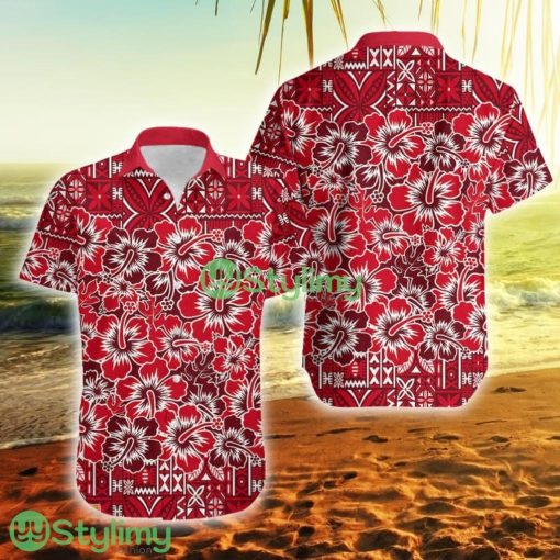 Fiji Hibiscus Festival Red Fiji Button Down Hawaiian Shirt Trending Summer