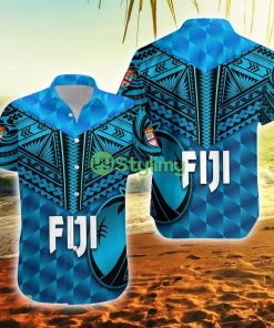 Fiji Rugby Coconut Sporty Vibes Blue Fiji Button Down Hawaiian Shirt Trending Summer Product Photo 1