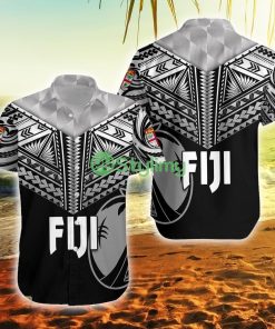 Fiji Rugby Coconut Sporty Vibes Full Black Fiji Button Down Hawaiian Shirt Trending Summer Product Photo 1
