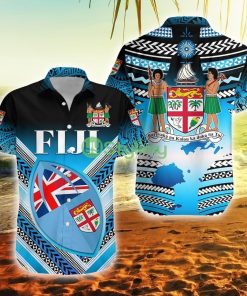 Fiji Rugby Map Creative Style Fiji Button Down Hawaiian Shirt Trending Summer Product Photo 1