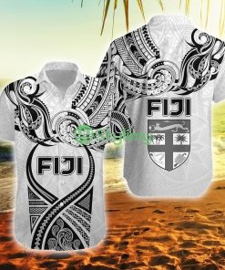 Fiji Rugby Polynesian Waves Style Fiji Button Down Hawaiian Shirt Trending Summer Product Photo 1
