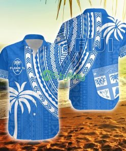 Fiji Rugby Sevens Fijian 7s Tapa Polynesian Blue Ver.01 Fiji Button Down Hawaiian Shirt Trending Summer Product Photo 1