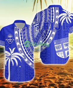 Fiji Rugby Sevens Fijian 7s Tapa Polynesian Blue Ver.02 Fiji Button Down Hawaiian Shirt Trending Summer Product Photo 1