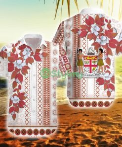 Fiji Tagimoucia Mixed White Tapa Style Fiji Button Down Hawaiian Shirt Trending Summer Product Photo 1