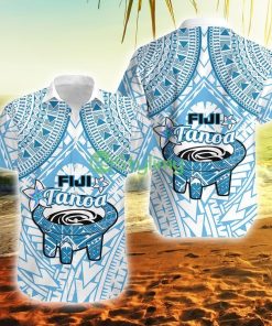 Fiji Tanoa Kava Bowl Fijian Tapa Blue Pattern Fiji Button Down Hawaiian Shirt Trending Summer Product Photo 1