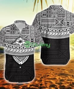 Fiji Tribal Black Polynesian Chest White Style Fiji Button Down Hawaiian Shirt Trending Summer Product Photo 1