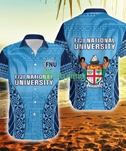 Fiji University National Fijian Tapa Pattern Blue Fiji Button Down Hawaiian Shirt Trending Summer Product Photo 1