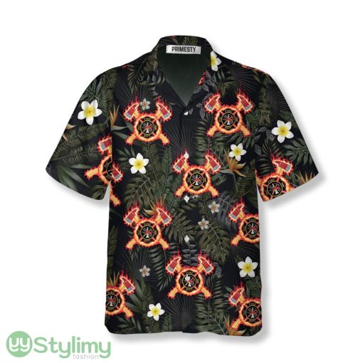 Firefighter Cross Tropical Pattern Firefighter Hawaiian Shirt Product Photo 1