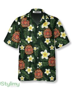 Firefighter Logo Tropical Pattern Firefighter Hawaiian Shirt Product Photo 1