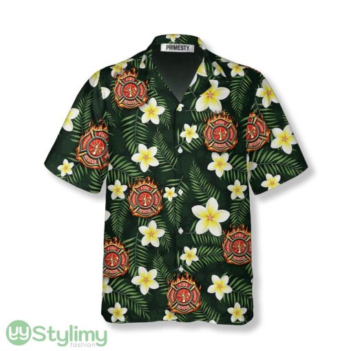 Firefighter Logo Tropical Pattern Firefighter Hawaiian Shirt Product Photo 1