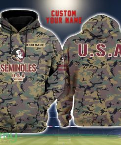 Florida State Seminoles 3D Printing Army Camo Pattern Unisex Hoodies Custom Name For Fans Product Photo 1