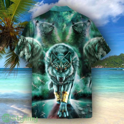 Green King Wolf Unisex Short Sleeve Shirts Hawaiian Shirt For Men Women