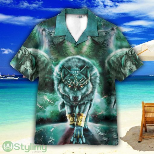 Green King Wolf Unisex Short Sleeve Shirts Hawaiian Shirt For Men Women