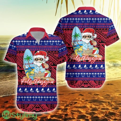Guam Christmas Felis Pasgua Santas Guam Surf Board Guam Button Down Hawaiian Shirt Trending Summer