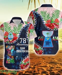 Guam Liberation Day Latte Stone Hibiscus Painting Guam Button Down Hawaiian Shirt Trending Summer Product Photo 1