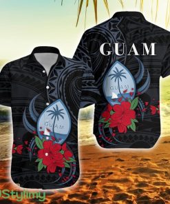 Guam Polynesian Flowers Version Black Guam Button Down Hawaiian Shirt Trending Summer Product Photo 1