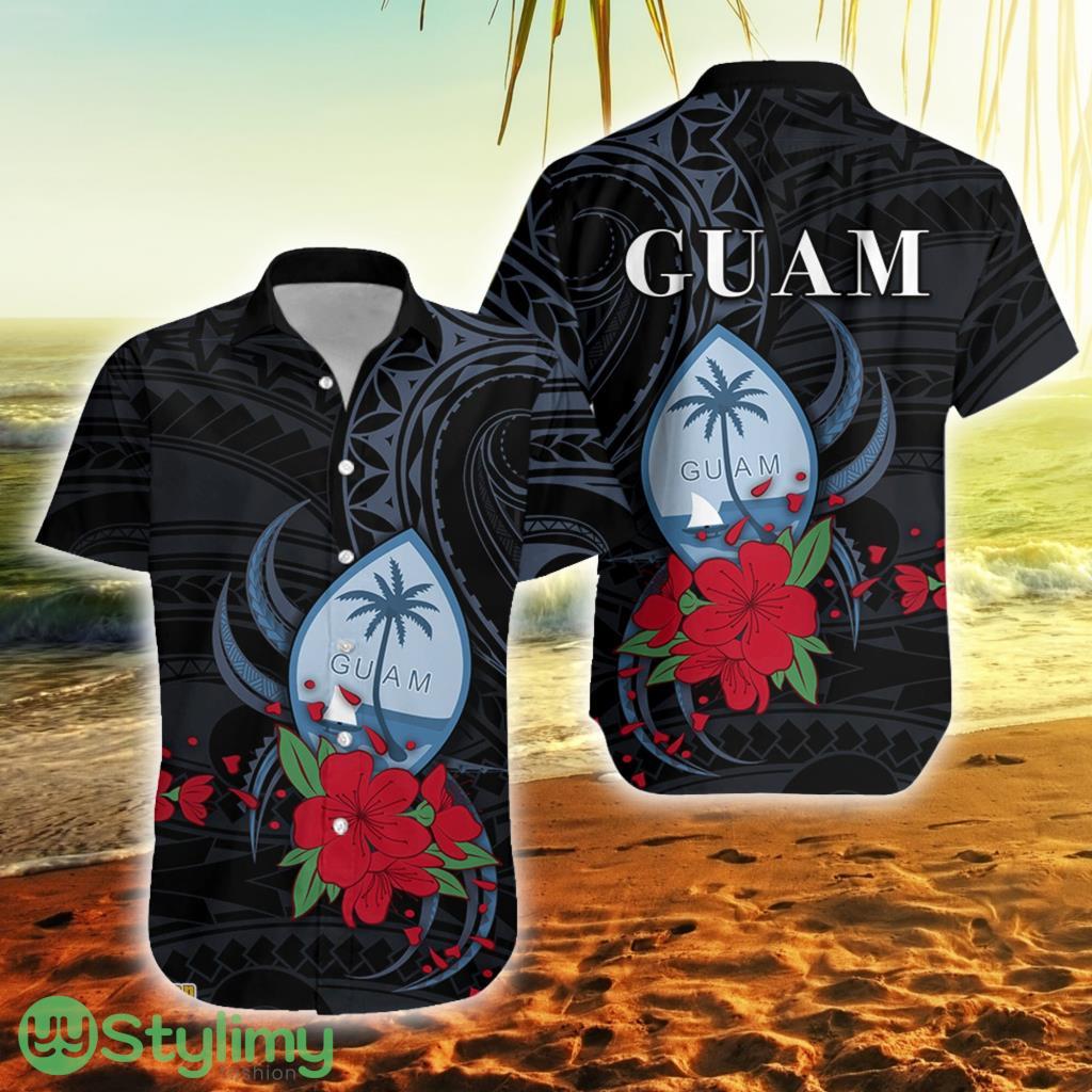 Guam Polynesian Flowers Version Black Guam Button Down Hawaiian Shirt Trending Summer 1 Guam Polynesian Flowers Version Black Guam Button Down Hawaiian Shirt Trending Summer Product Photo 1