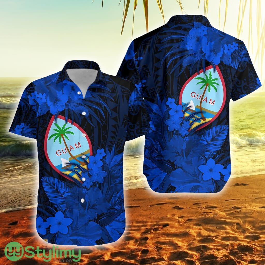 Guam Polynesian Tropical Flowers Blue Guam Button Down Hawaiian Shirt Trending Summer 1 Guam Polynesian Tropical Flowers Blue Guam Button Down Hawaiian Shirt Trending Summer Product Photo 1