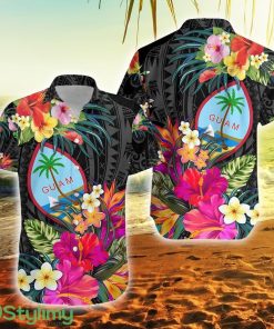 Guam Polynesian Tropical Flowers Colorful Vibes Guam Button Down Hawaiian Shirt Trending Summer Product Photo 1
