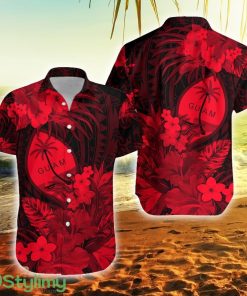 Guam Polynesian Tropical Flowers Red Guam Button Down Hawaiian Shirt Trending Summer Product Photo 1