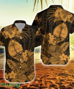 Guam Polynesian Tropical Flowers Tan Guam Button Down Hawaiian Shirt Trending Summer Product Photo 1