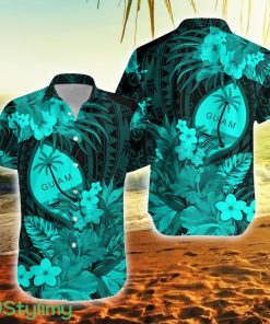 Guam Polynesian Tropical Flowers Turquoise Guam Button Down Hawaiian Shirt Trending Summer Product Photo 1
