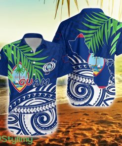 Guam Rugby Coconut Leaves Guam Button Down Hawaiian Shirt Trending Summer Product Photo 1