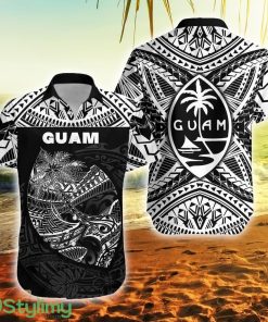 Guam Rugby Polynesian Patterns Black Guam Button Down Hawaiian Shirt Trending Summer Product Photo 1