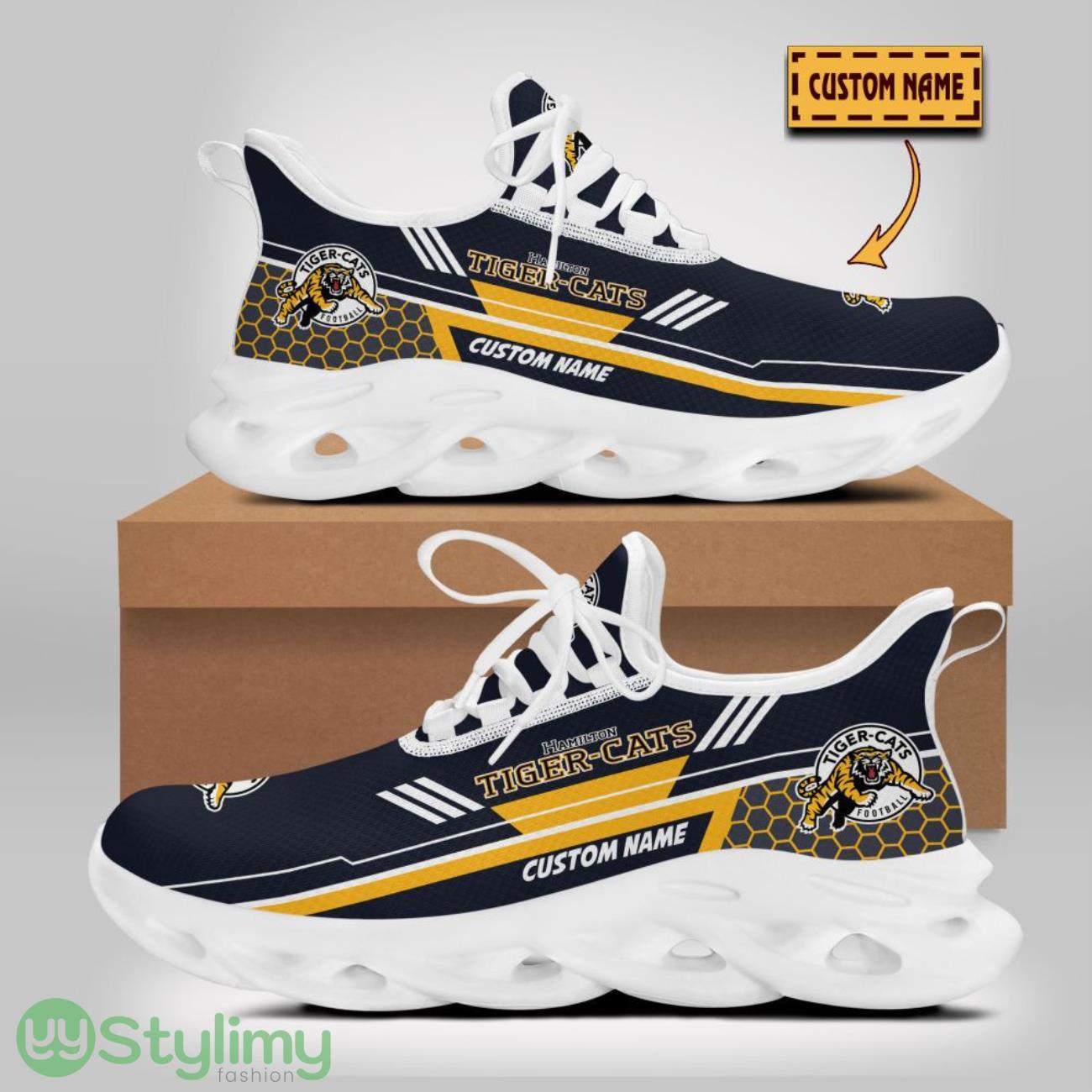 Hamilton Tiger-Cats Max Soul Shoes Sport Running Shoes For Fans Custom Name 2 Hamilton Tiger-Cats Max Soul Shoes Sport Running Shoes For Fans Custom Name Product Photo 2