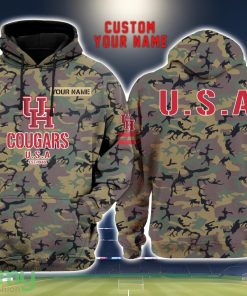 Houston Cougars 3D Printing Army Camo Pattern Unisex Hoodies Custom Name For Fans Product Photo 1