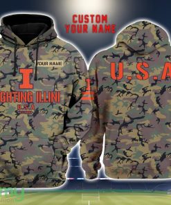 Illinois Fighting Illini 3D Printing Army Camo Pattern Unisex Hoodies Custom Name For Fans Product Photo 1