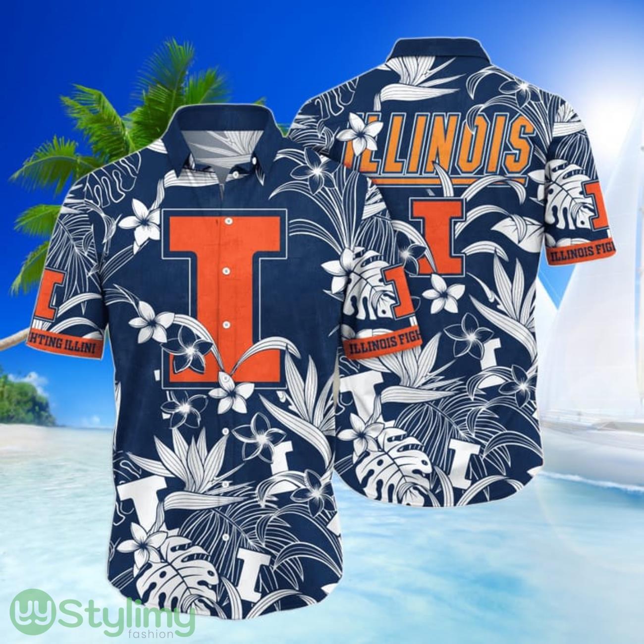 Illinois Fighting Illini NCAA3 3D Printing Hawaiian Shirt Short Sleeves Shirt 2 Illinois Fighting Illini NCAA3 3D Printing Hawaiian Shirt Short Sleeves Shirt Product Photo 1