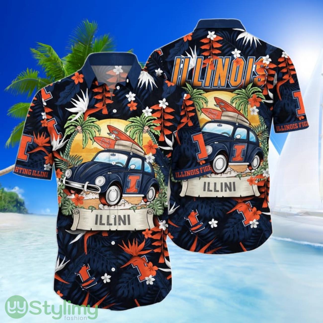 Illinois Fighting Illini NCAA3 Car Go To beach Hawaiian Shirt Funny Summer Gift 2 Illinois Fighting Illini NCAA3 Car Go To beach Hawaiian Shirt Funny Summer Gift Product Photo 1