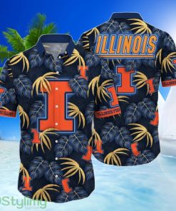 Illinois Fighting Illini NCAA3 Leave Pattern All Over Printed 3D Hawaiian Shirt Product Photo 1