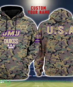 James Madison Dukes 3D Printing Army Camo Pattern Unisex Hoodies Custom Name For Fans Product Photo 1
