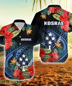 Kosrae State Fsm Hibiscus Flowers Mix Polynesian Federated States Of Micronesia Button Down Hawaiian Shirt Trending Summer Product Photo 1