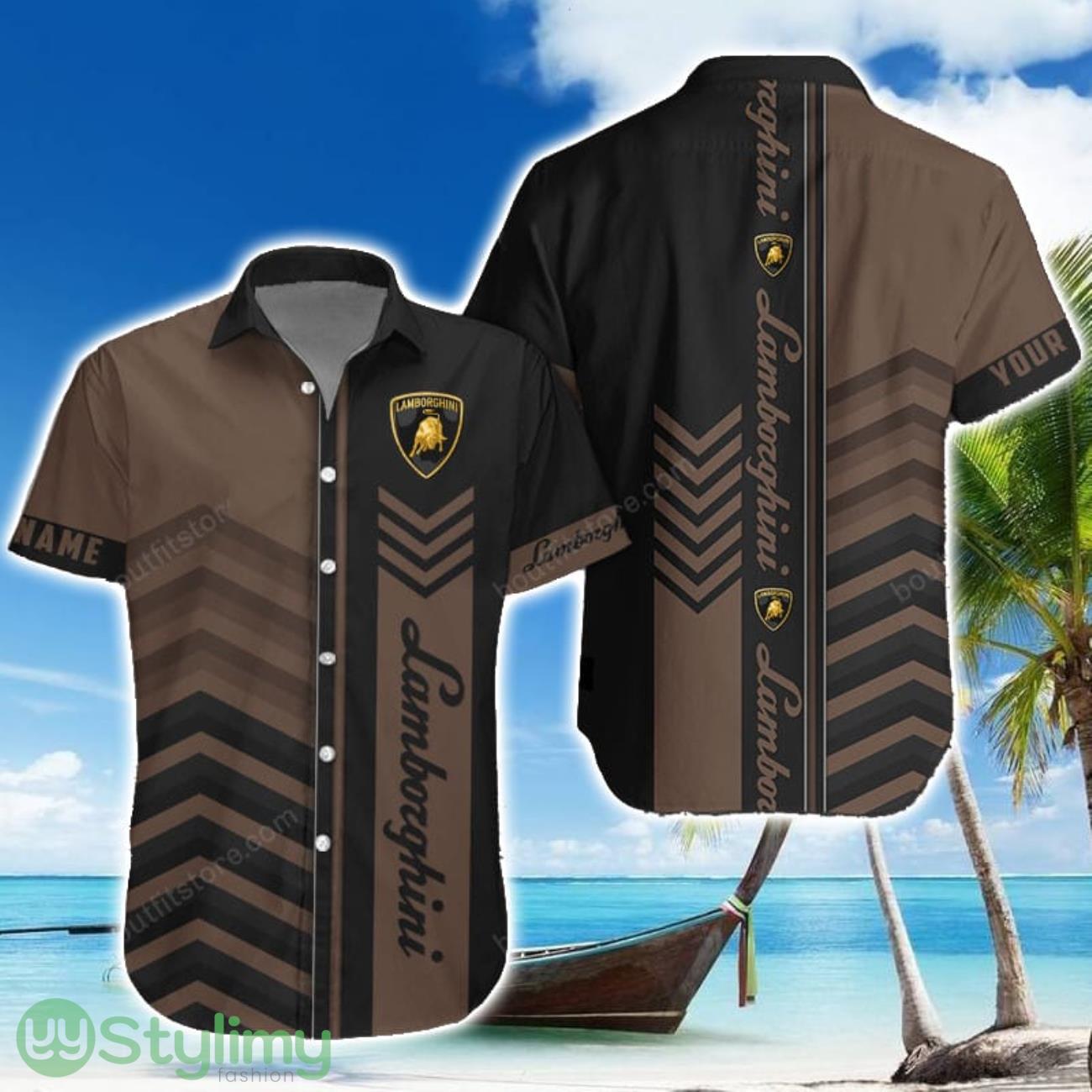 Lamborghini Brown Hawaiian Shirt Summer Gift For Men Women Custom Name 1 Lamborghini Brown Hawaiian Shirt Summer Gift For Men Women Custom Name Product Photo 1