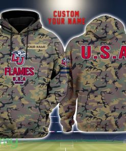 Liberty Flames 3D Printing Army Camo Pattern Unisex Hoodies Custom Name For Fans Product Photo 1