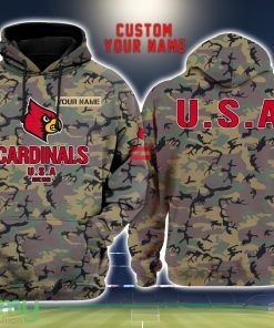 Louisville Cardinals 3D Printing Army Camo Pattern Unisex Hoodies Custom Name For Fans Product Photo 1