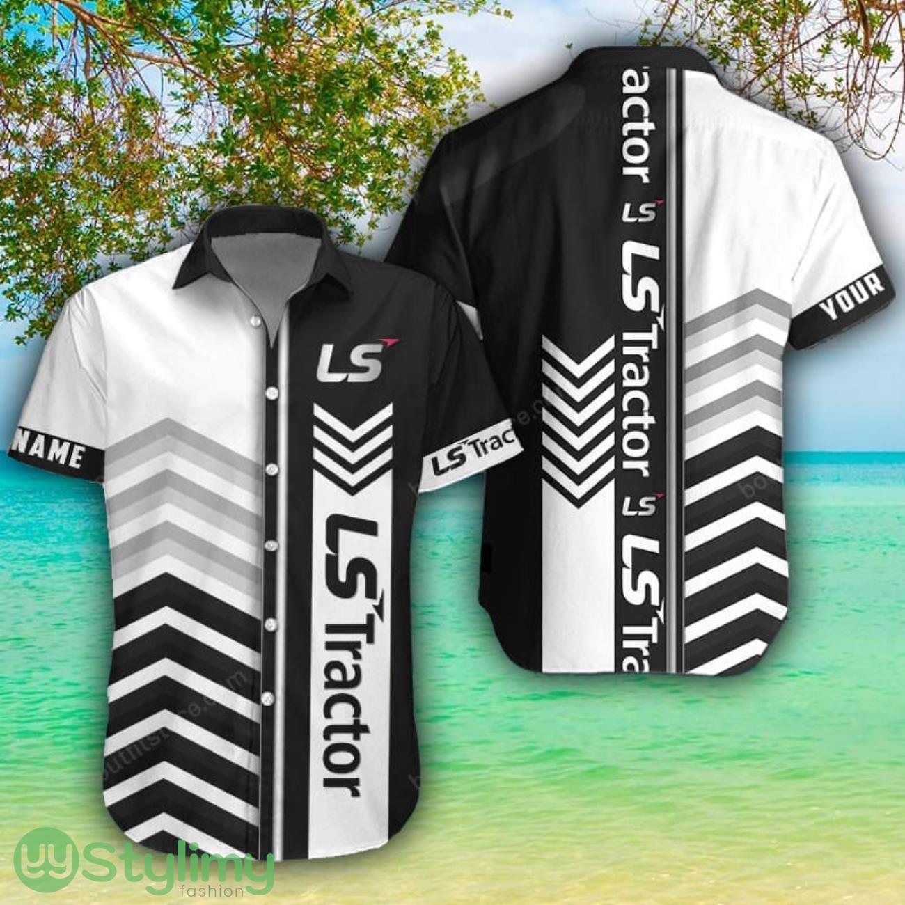 LS Tractor White Hawaiian Shirt Shorts Sleeve Beach Shirt Custom Name 1 LS Tractor White Hawaiian Shirt Shorts Sleeve Beach Shirt Custom Name Product Photo 1