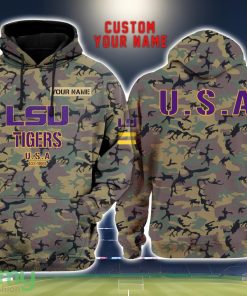 Lsu Tigers 3D Printing Army Camo Pattern Unisex Hoodies Custom Name For Fans Product Photo 1