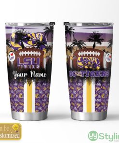 LSU Tigers Tropical Personalized Name 3D Tumbler Summer Gift For Fans Product Photo 1