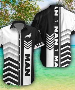 MAN White Hawaiian Shirt Shorts Sleeve Beach Shirt Custom Name Product Photo 1