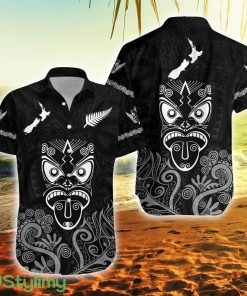 Maori Aotearoa Rugby Haka New Zealand Silver Fern Black New Zealand Button Down Hawaiian Shirt Trending Summer Product Photo 1