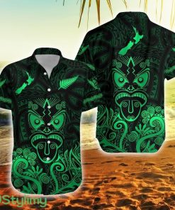 Maori Aotearoa Rugby Haka New Zealand Silver Fern Green New Zealand Button Down Hawaiian Shirt Trending Summer Product Photo 1